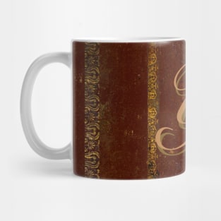 Vintage Gold On Leather Book Cover Design Letter Y Mug